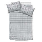 Grey Tattersall Pattern Print Duvet Cover Bedding Set