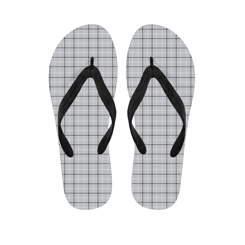 Grey Tattersall Pattern Print Flip Flops