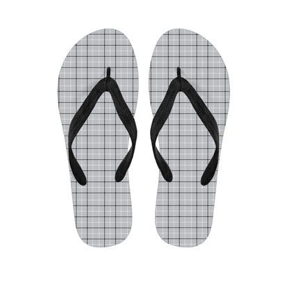 Grey Tattersall Pattern Print Flip Flops