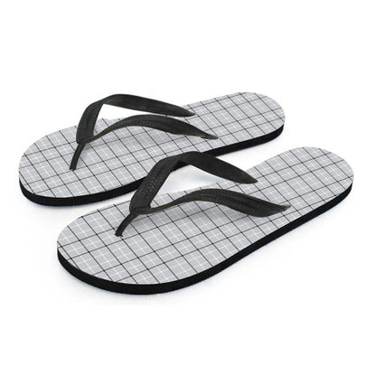 Grey Tattersall Pattern Print Flip Flops