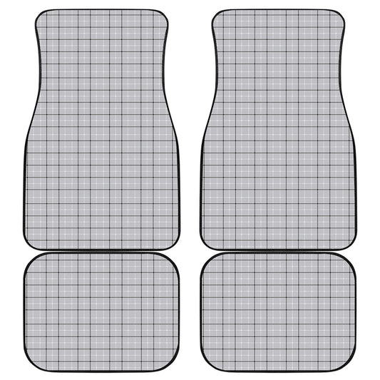 Grey Tattersall Pattern Print Front and Back Car Floor Mats