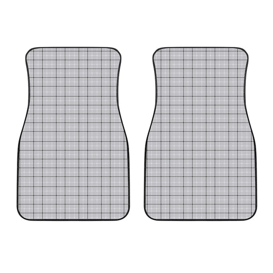 Grey Tattersall Pattern Print Front Car Floor Mats