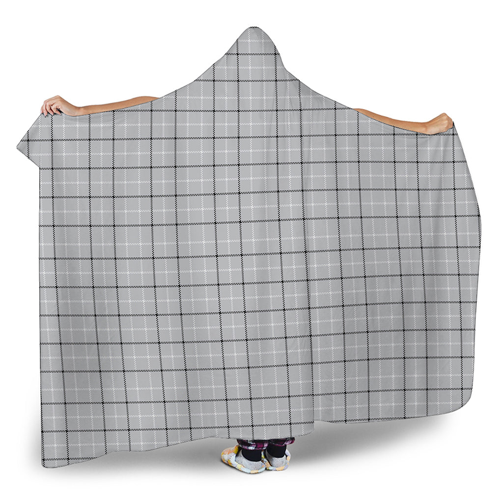 Grey Tattersall Pattern Print Hooded Blanket