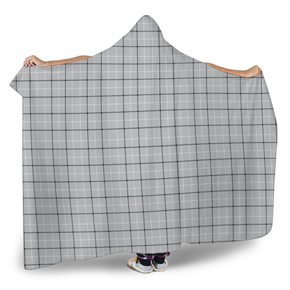 Grey Tattersall Pattern Print Hooded Blanket