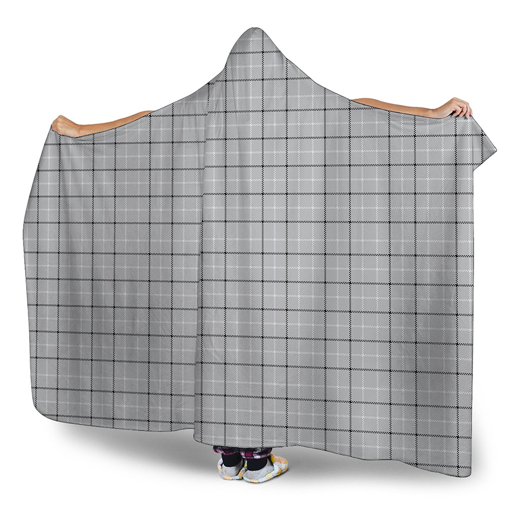 Grey Tattersall Pattern Print Hooded Blanket