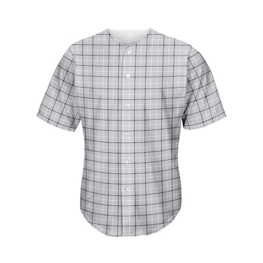 Grey Tattersall Pattern Print Men's Baseball Jersey