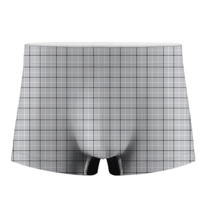 Grey Tattersall Pattern Print Men's Boxer Briefs