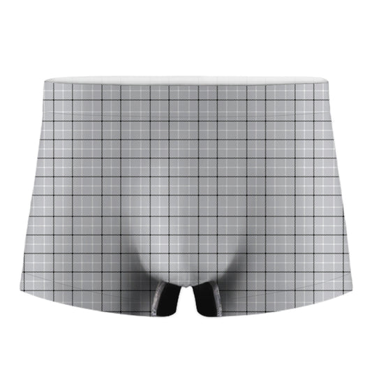 Grey Tattersall Pattern Print Men's Boxer Briefs