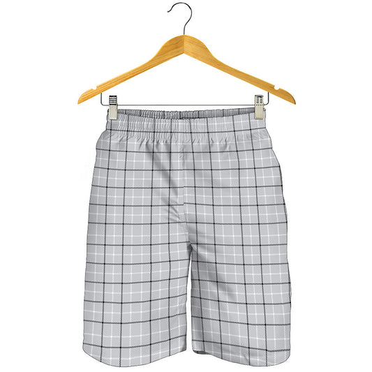 Grey Tattersall Pattern Print Men's Shorts