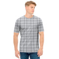 Grey Tattersall Pattern Print Men's T-Shirt