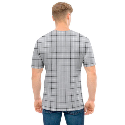 Grey Tattersall Pattern Print Men's T-Shirt