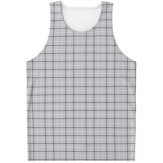Grey Tattersall Pattern Print Men's Tank Top