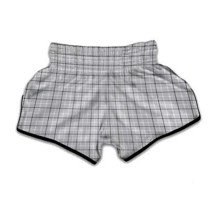 Grey Tattersall Pattern Print Muay Thai Boxing Shorts