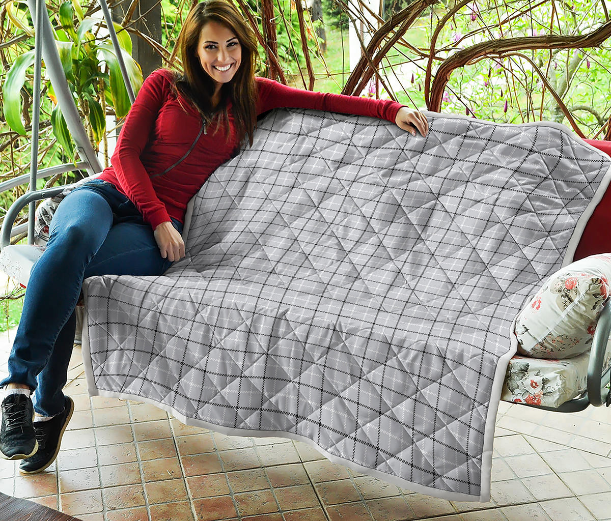 Grey Tattersall Pattern Print Quilt