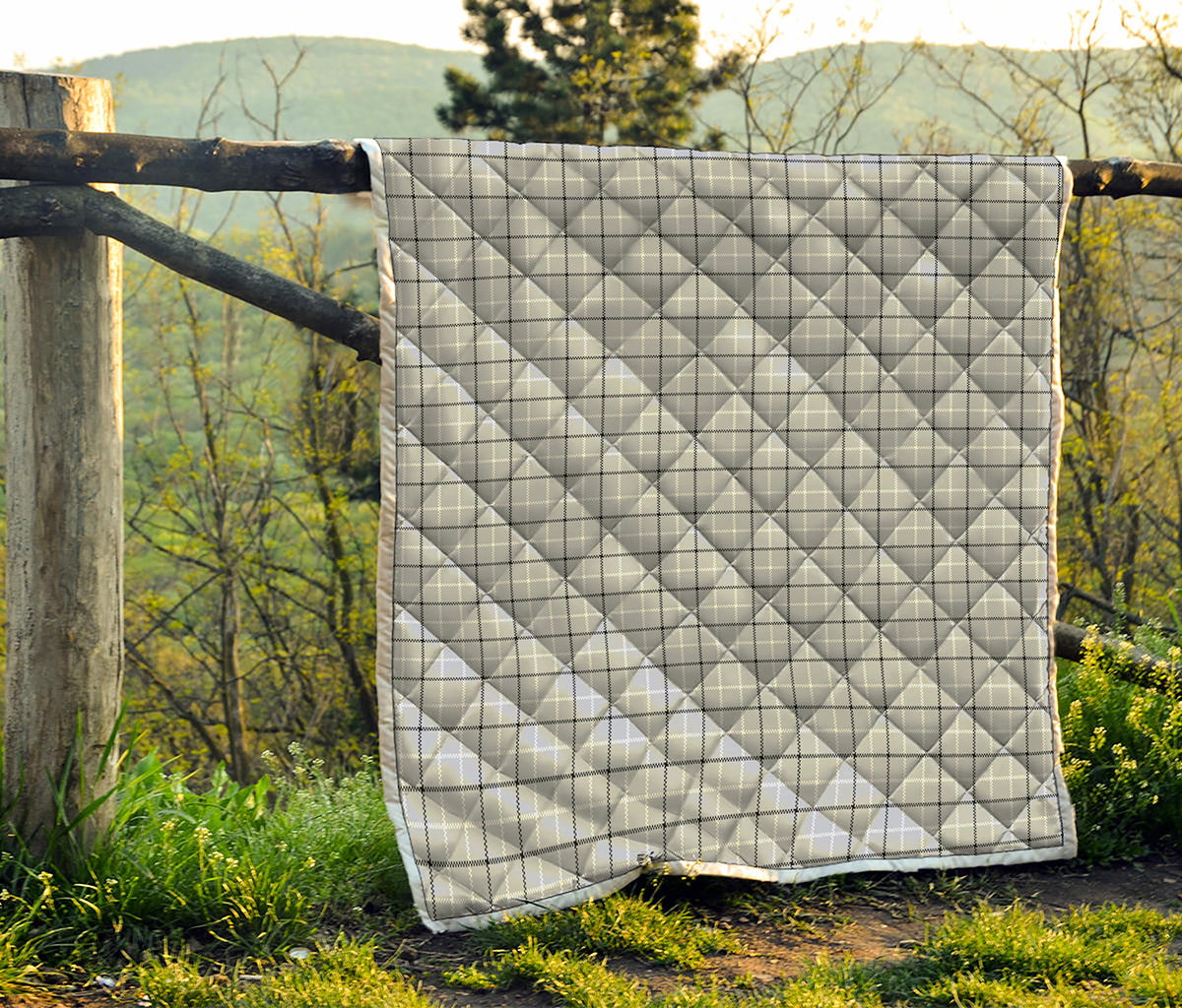 Grey Tattersall Pattern Print Quilt
