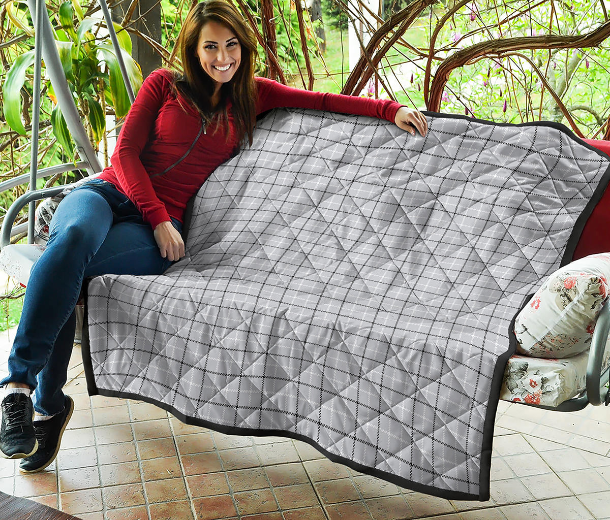 Grey Tattersall Pattern Print Quilt