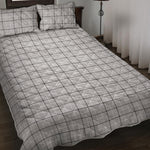 Grey Tattersall Pattern Print Quilt Bed Set