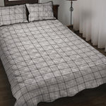 Grey Tattersall Pattern Print Quilt Bed Set