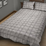 Grey Tattersall Pattern Print Quilt Bed Set