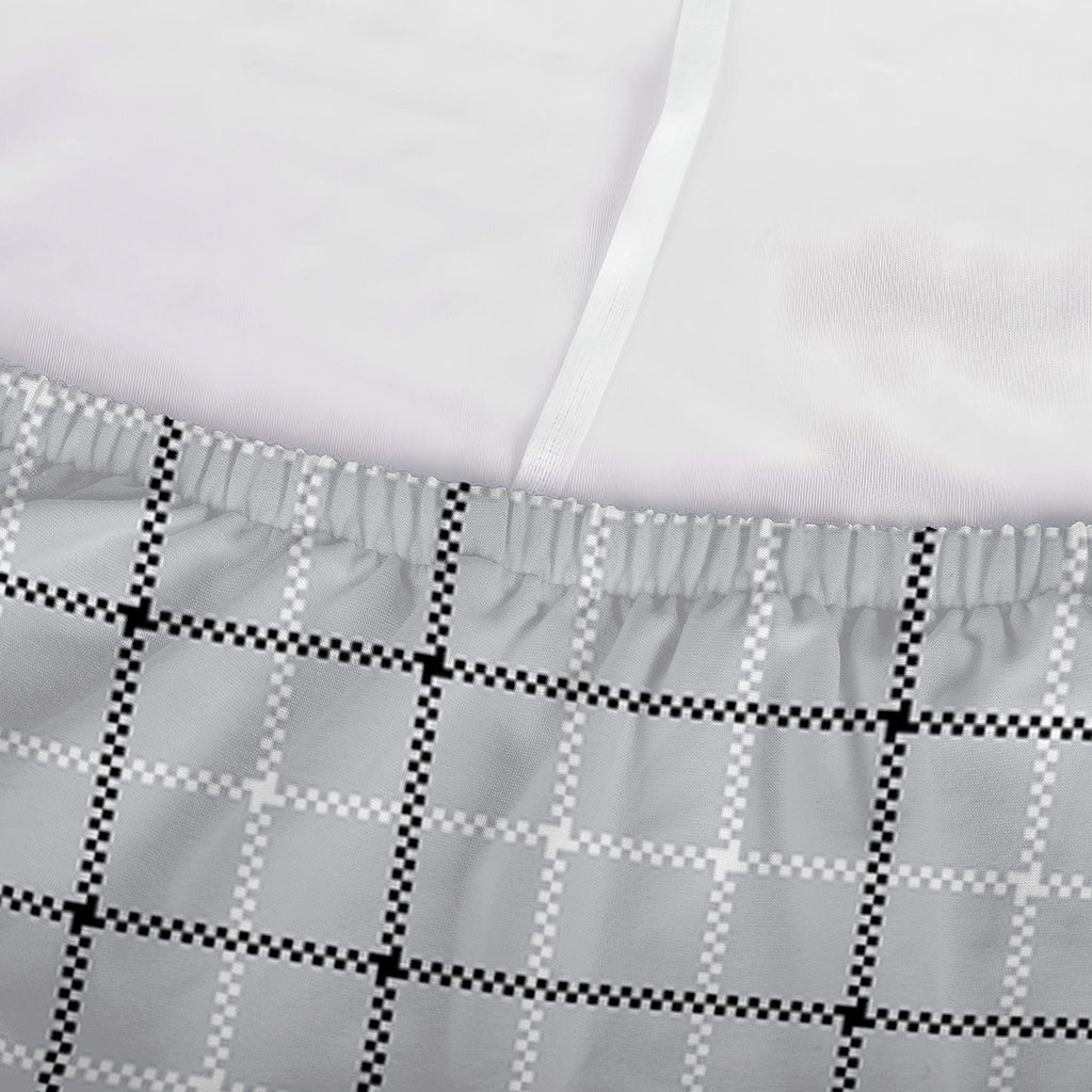 Grey Tattersall Pattern Print Sofa Cover