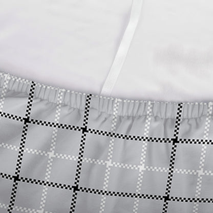 Grey Tattersall Pattern Print Sofa Cover