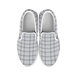 Grey Tattersall Pattern Print White Slip On Shoes