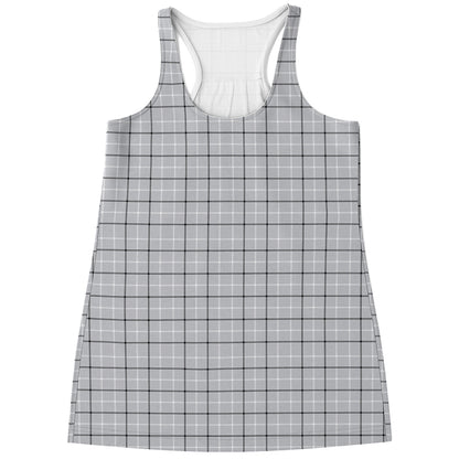 Grey Tattersall Pattern Print Women's Racerback Tank Top