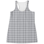 Grey Tattersall Pattern Print Women's Racerback Tank Top
