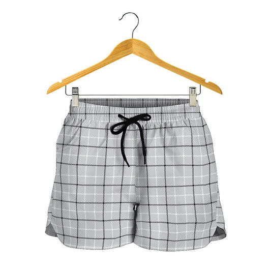 Grey Tattersall Pattern Print Women's Shorts
