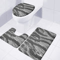 Grey Tiger Stripe Camouflage Print 3 Piece Bath Mat Set