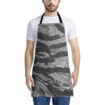 Grey Tiger Stripe Camouflage Print Apron