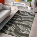 Grey Tiger Stripe Camouflage Print Area Rug