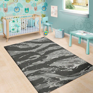 Grey Tiger Stripe Camouflage Print Area Rug