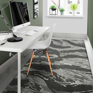 Grey Tiger Stripe Camouflage Print Area Rug