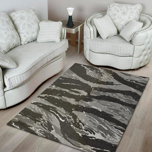 Grey Tiger Stripe Camouflage Print Area Rug