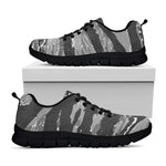 Grey Tiger Stripe Camouflage Print Black Sneakers