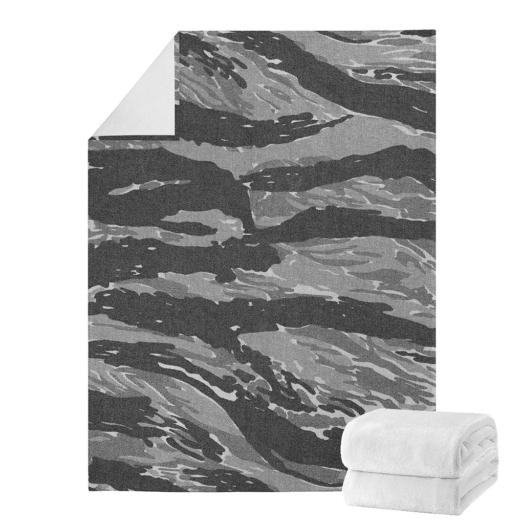 Grey Tiger Stripe Camouflage Print Blanket