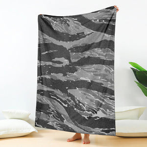 Grey Tiger Stripe Camouflage Print Blanket