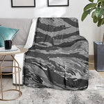 Grey Tiger Stripe Camouflage Print Blanket