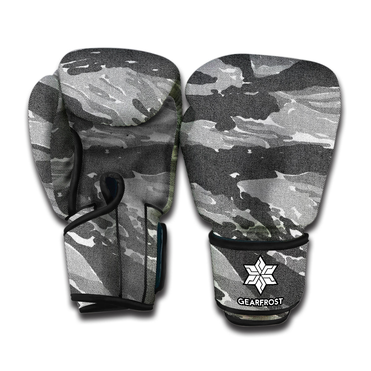 Grey Tiger Stripe Camouflage Print Boxing Gloves