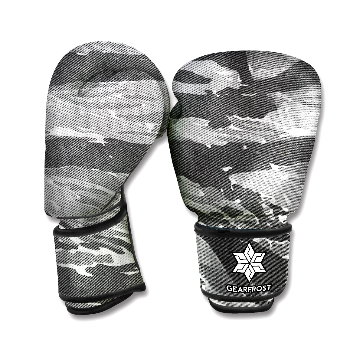 Grey Tiger Stripe Camouflage Print Boxing Gloves