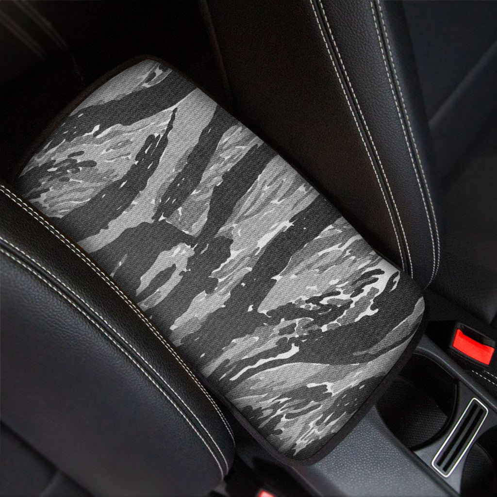 Grey Tiger Stripe Camouflage Print Car Center Console Cover