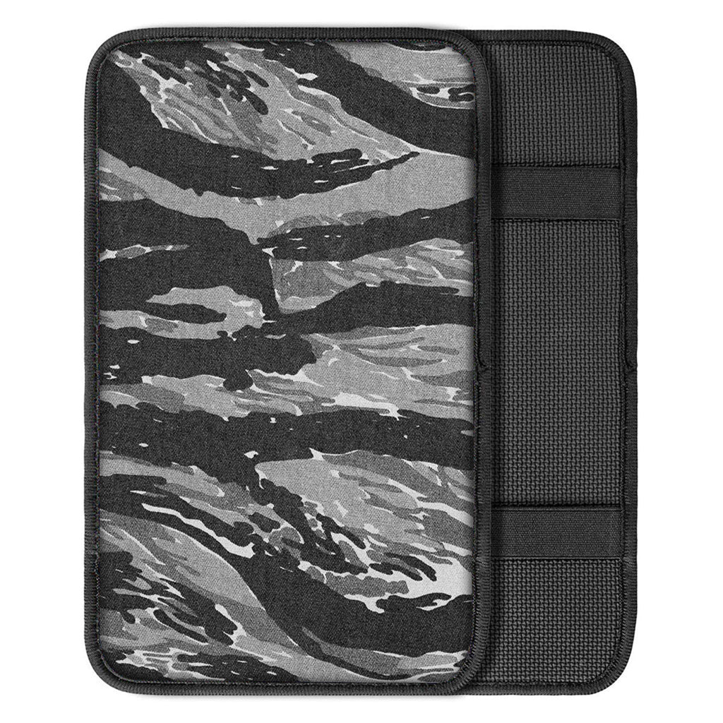 Grey Tiger Stripe Camouflage Print Car Center Console Cover
