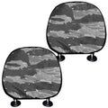 Grey Tiger Stripe Camouflage Print Car Headrest Covers