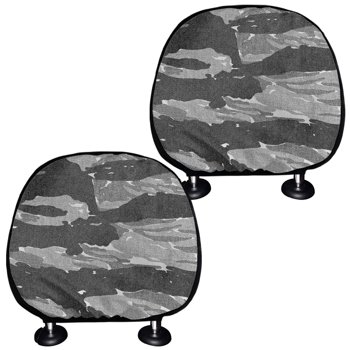 Grey Tiger Stripe Camouflage Print Car Headrest Covers