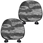 Grey Tiger Stripe Camouflage Print Car Headrest Covers