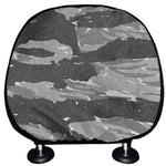 Grey Tiger Stripe Camouflage Print Car Headrest Covers