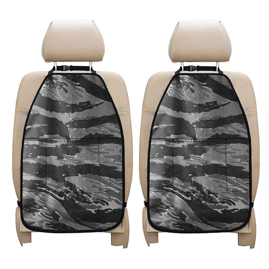 Grey Tiger Stripe Camouflage Print Car Seat Organizers