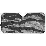 Grey Tiger Stripe Camouflage Print Car Sun Shade