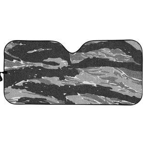 Grey Tiger Stripe Camouflage Print Car Sun Shade